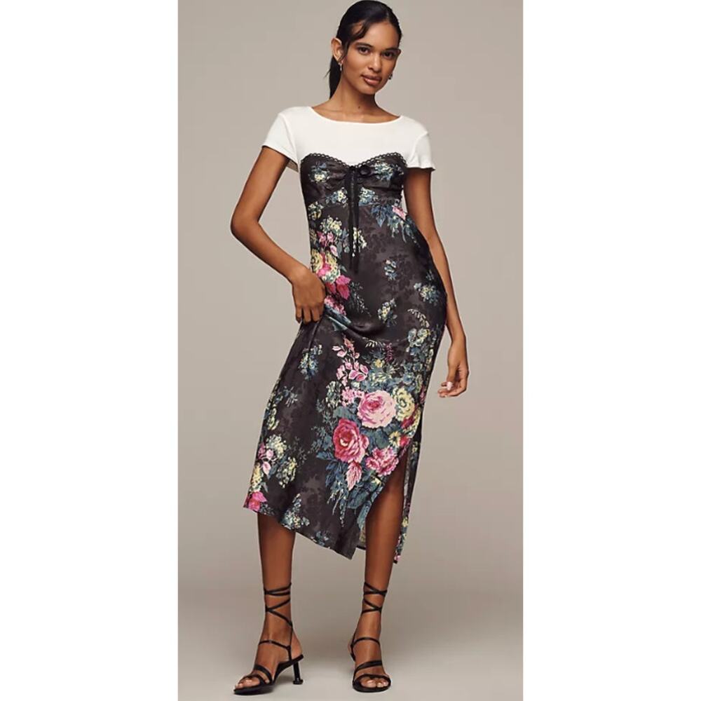 NWT By Anthropologie Twofer Midi Slip Dress size XS